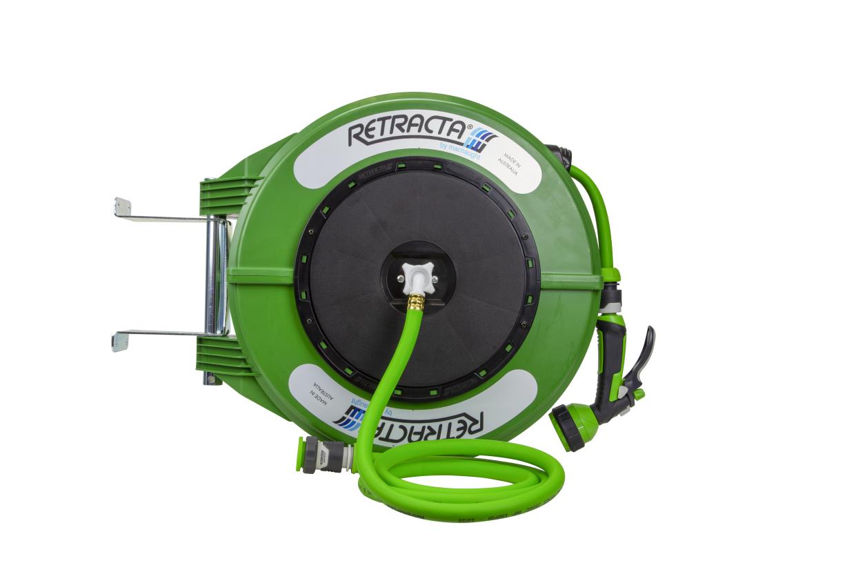 Retracta R3 FLEX Premium veerbediende tuinslang waterhaspel met 18m x 1/2 " FLEX tuinslang, (Groen)